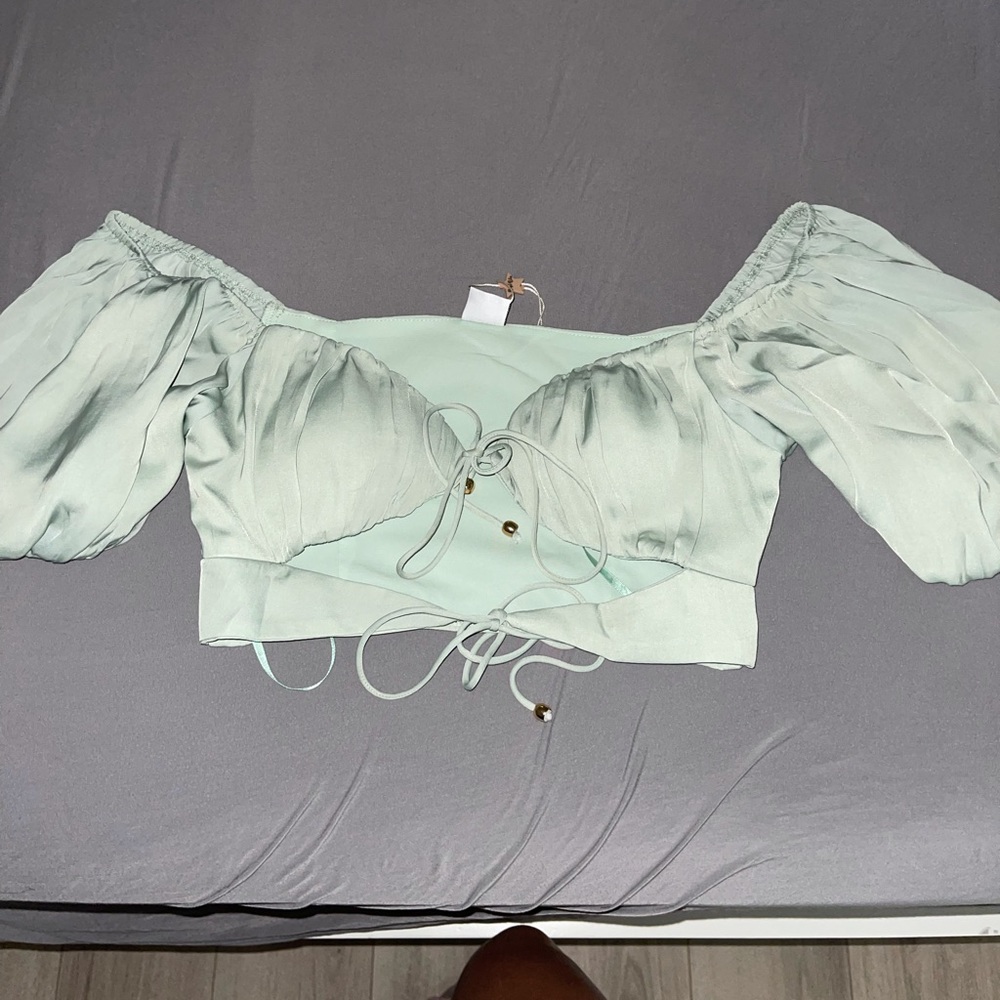 Southern Alternative Mint Tie Crop Top